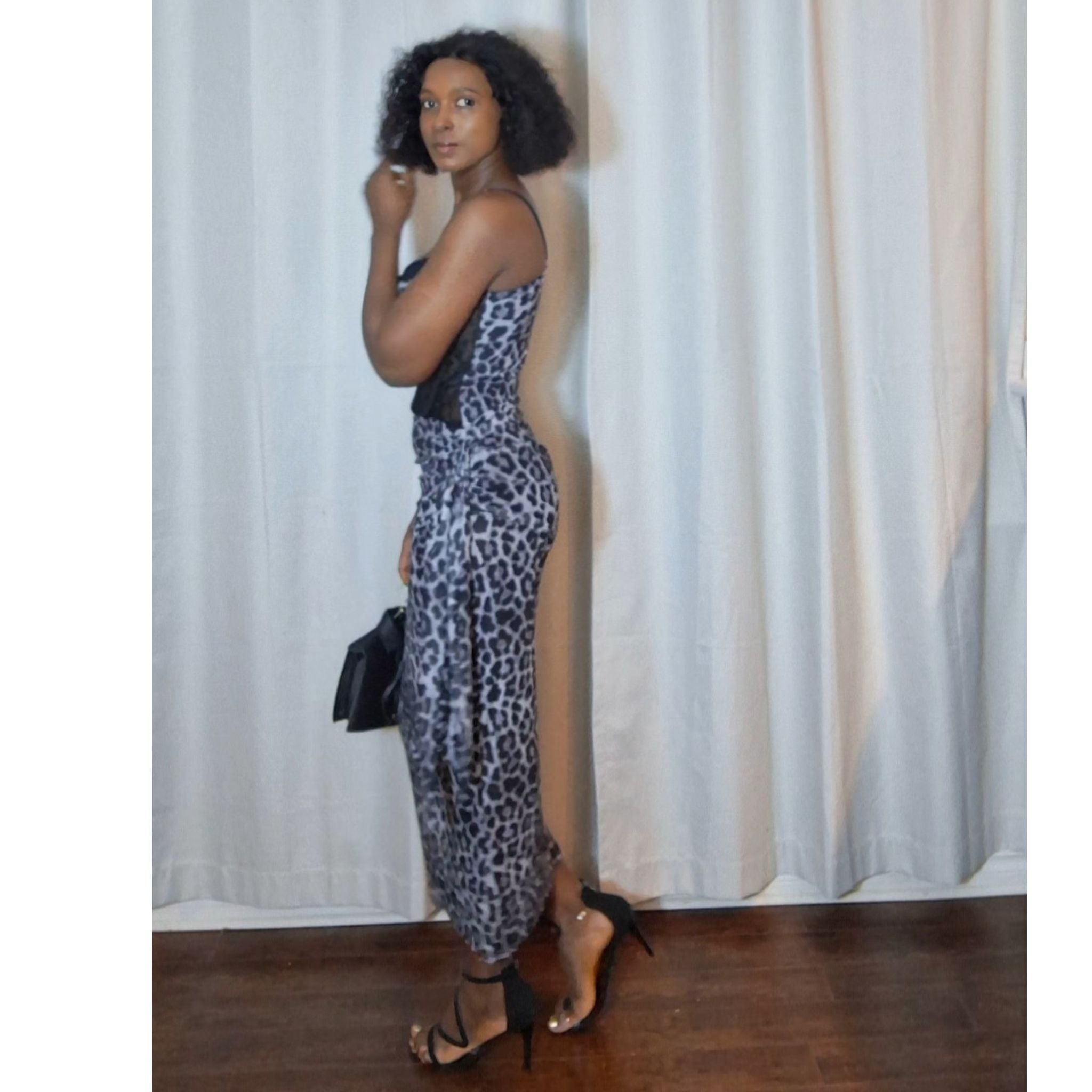 Leopard Print Corset Dress- Lace Bodice Dress