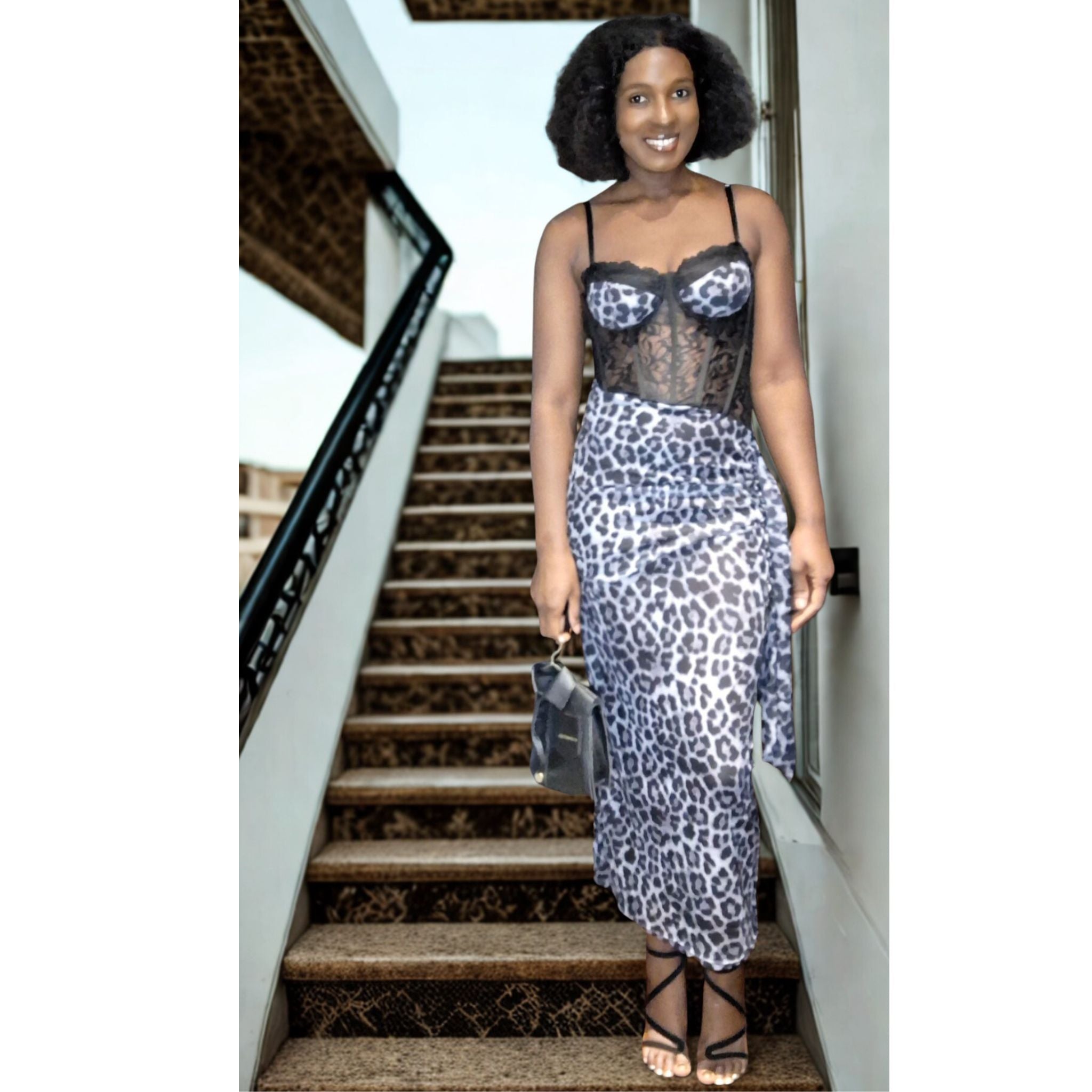 Leopard Print Corset Dress- Lace Bodice Dress