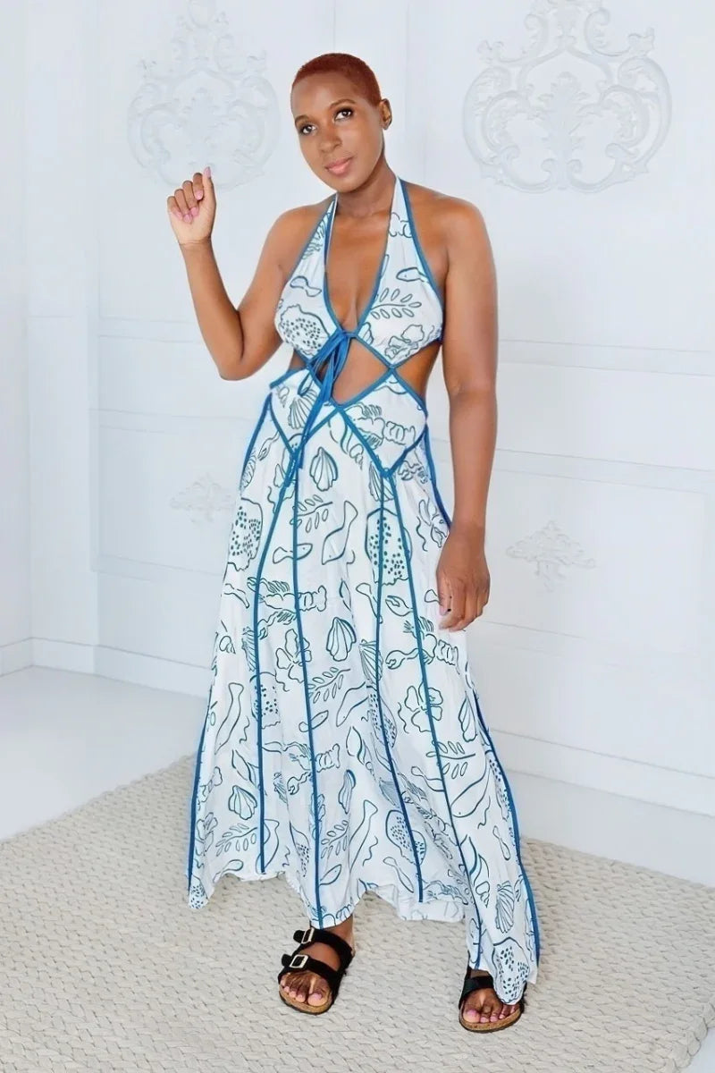 Azure Bloom Cut-Out Maxi - FashionbyVLouis