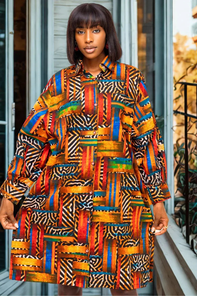 Wild mosaic shirt dress - FashionbyVLouis